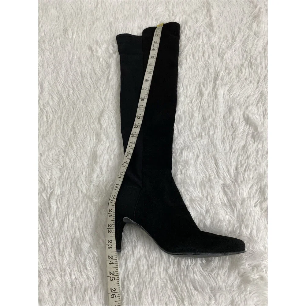 Stuart Weitzman Womens Suede Over The Knee Boots Size 36 Pull On Black Heeled